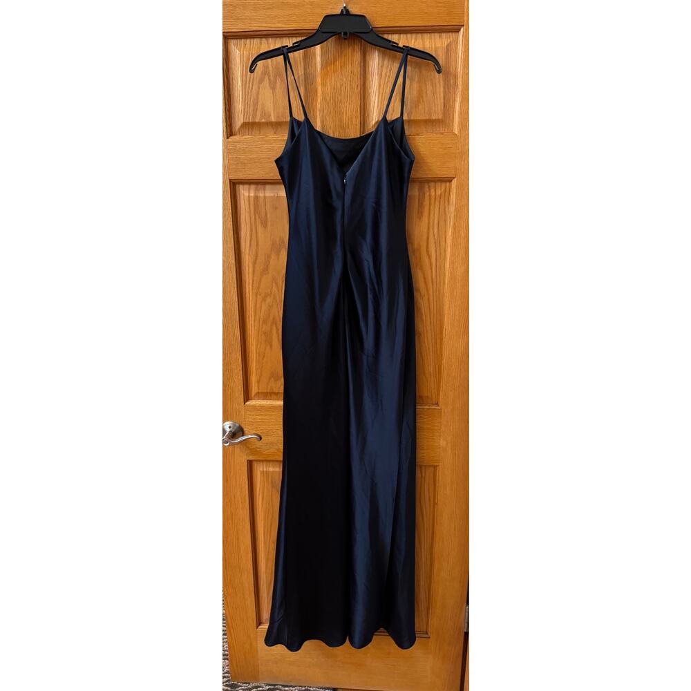 Stunning Xscape Evenings Navy Satin Slip Maxi Gown, Size 8 c pics and narrative - Picture 3 of 5